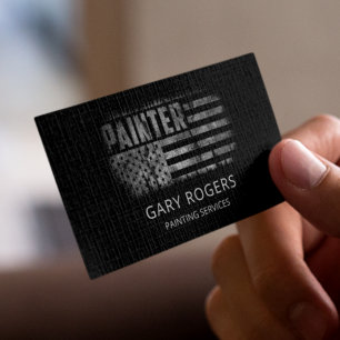 Cartão De Visita Pintor de Código QR Bandeira Americana