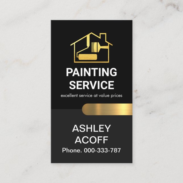 Cartão De Visita Pintor de Guia Dourado do Na moda Chic (Frente)