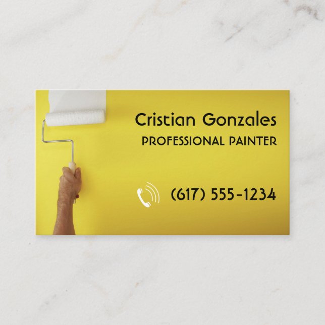 Cartão De Visita Pintor profissional | Pintura Amarelo Decorrido (Frente)