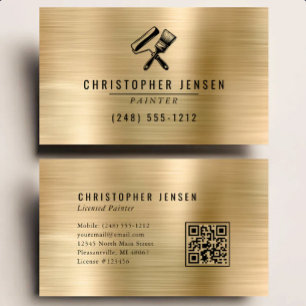 Cartão De Visita Pintor QR Code Ouro Preto Pintura Metálica