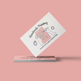 Cartão De Visita Pintura a Óleo Artística Manual Bege Marfim Rosado