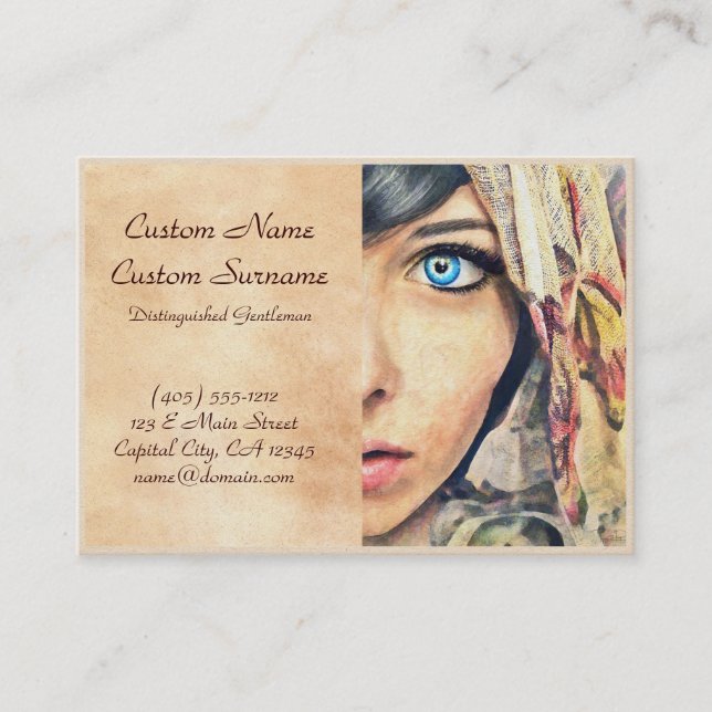 Cartão De Visita Pintura clássica legal do retrato da aguarela dos (Frente)