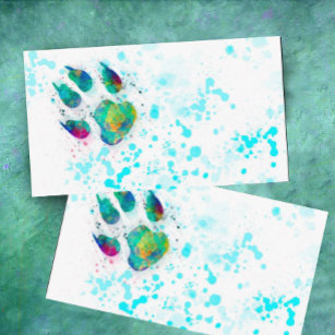 Cartão De Visita pintura colorida de pintura aquosa design de pata 