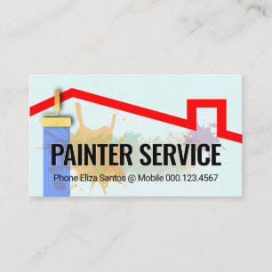 Cartão De Visita Pintura com Rolo de Borrifo de Tinta