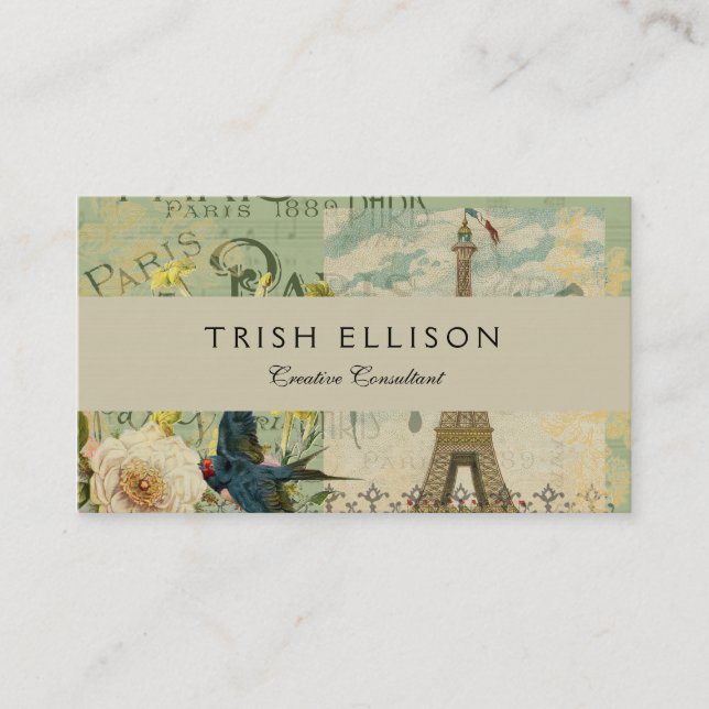 Cartão De Visita Pintura de Arte Antiquada por Viagem da França de  (Frente)