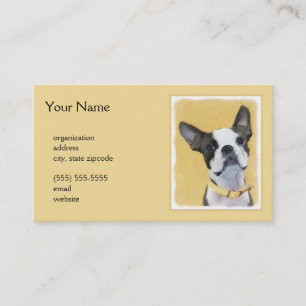 Cartão De Visita Pintura de Boston Terrier - Arte de Cachorro Origi