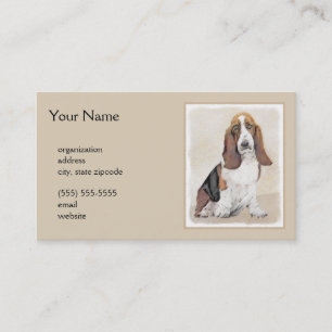 Cartão De Visita Pintura de Cachorro Basset - Arte de Cachorro Orig