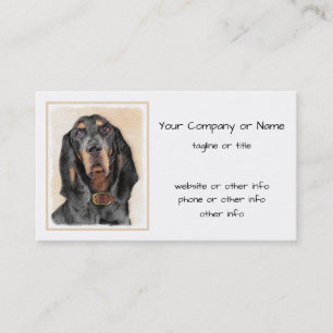 Cartão De Visita Pintura de Coonhound Preto e Cão - Arte Original
