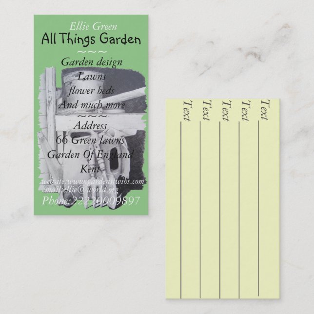 Cartão De Visita pintura de design de jardim para jardinagem (Frente/Verso)