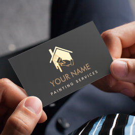 Cartão De Visita Pintura de Pincel Moderno Creme Neutro e Preto