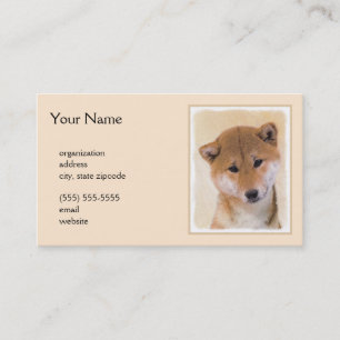 Cartão De Visita Pintura de Shiba Inu (Vermelho) - Arte de Cachorro