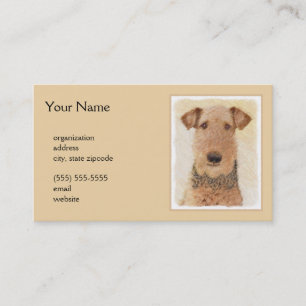 Cartão De Visita Pintura de Terrier Airedale - Arte original cômoda