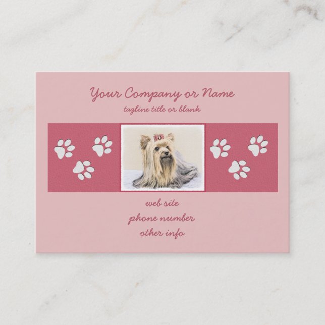 Cartão De Visita Pintura de Yorkshire Terrier - Arte de Cachorro Or (Frente)