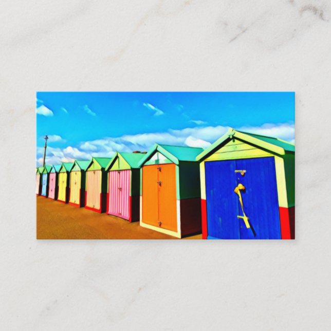 Cartão De Visita Pintura digital - Brighton Beach Huts (Frente)