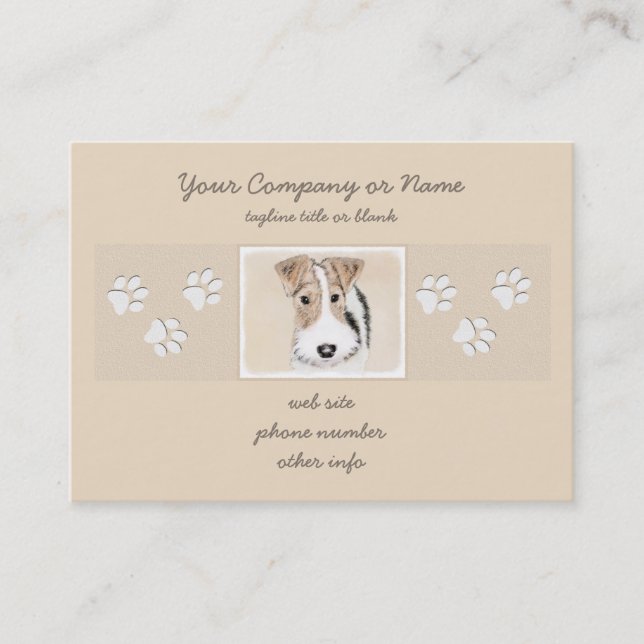 Cartão De Visita Pintura do Fox Terrier do fio - arte original (Frente)