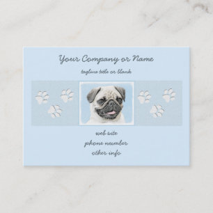 Cartão De Visita Pintura do Pug - arte original bonito do cão