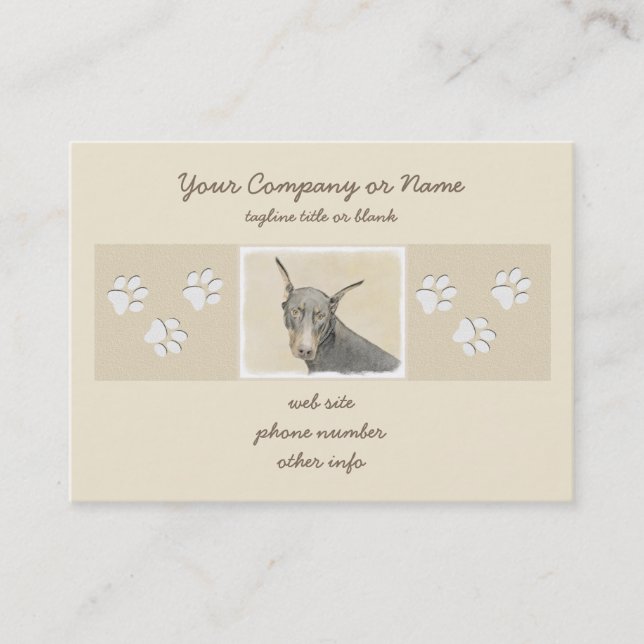 Cartão De Visita Pintura Doberman Pinscher - Arte Original para Cac (Frente)