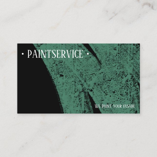 Cartão De Visita Pintura doméstica verde sobre preto moderno, minim (Frente)