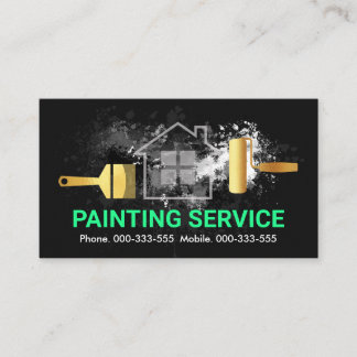 Cartão De Visita Pintura Dourada de descasque de pintura de pincel