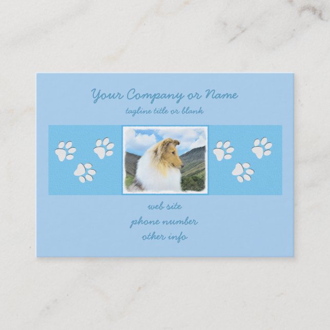 Cartão De Visita Pintura em Collie, em Montanhas (Rough) - Arte Can (Frente)