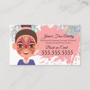Cartão De Visita Pintura Facial Pintor Facial Palhaço Borboleta