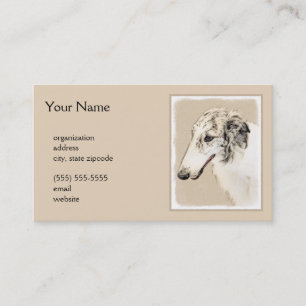 Cartão De Visita Pintura Original de Cachorro Borzoi (Silver Brindl