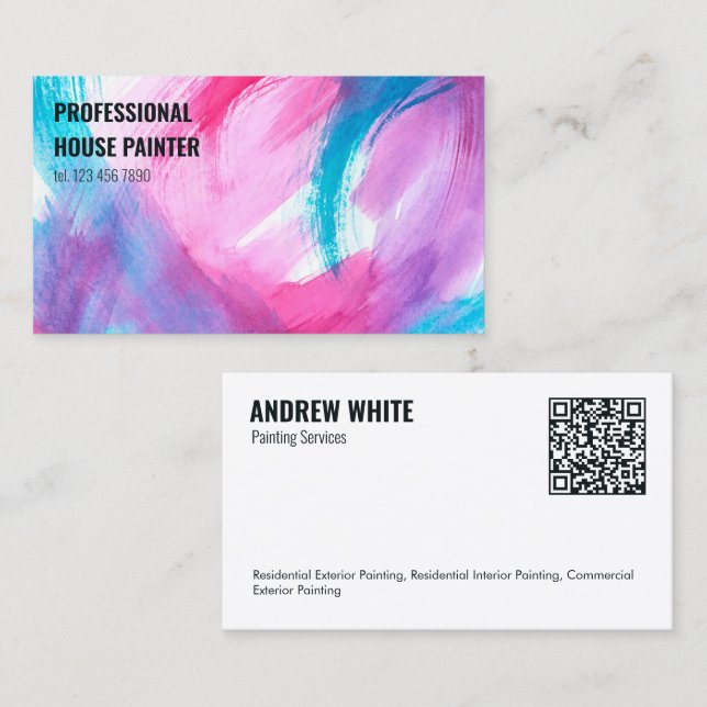 Cartão De Visita Pintura QR (Frente/Verso)