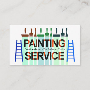 Cartão De Visita Pintura Raspador Pincéis Coloridos