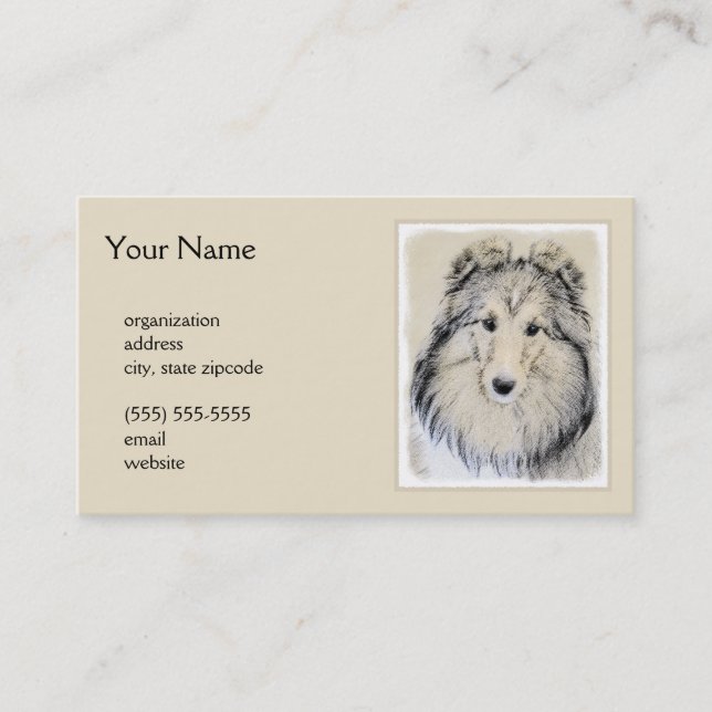 Cartão De Visita Pintura Shetland Sheepdog - Arte Cachorreira Origi (Frente)