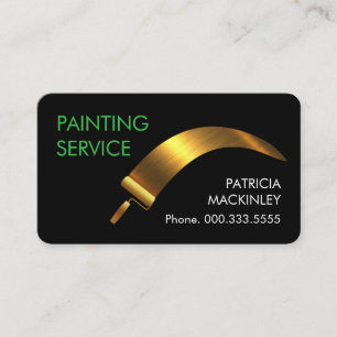 Cartão De Visita Pintura Simples com Pincel Rolante Dourado