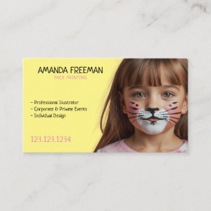 Cartão De Visita Pintura Simples, Rosa e Amarelo da Face das Crianç