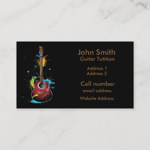 Cartão De Visita Pintura Splat da guitarra
