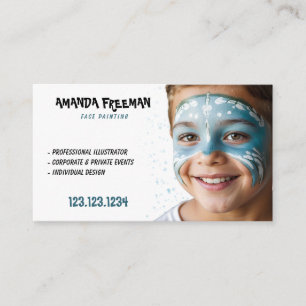Cartão De Visita Pintura única de face azul e branca