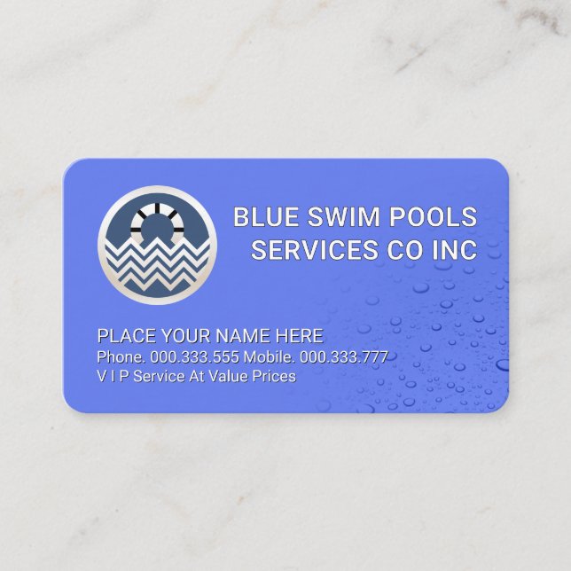 Cartão De Visita Piscina de Água Simples com Gotículas (Frente)