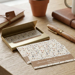 Cartão De Visita Piso Moderno de Terrazzo com padrão de rochas no e