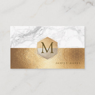 CARTÃO DE VISITA PIXDEZINAS FAUX MARBLE DOURADO+HONEYCOMB
