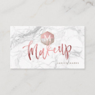 CARTÃO DE VISITA PIXDEZINAS MAKE-UP ARTIST MARBLE FAUX ROSA DOURA