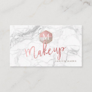 CARTÃO DE VISITA PIXDEZINAS MAKE-UP ARTISTA MARBLE FAUX ROSA DOURAD