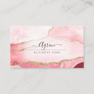 Cartão De Visita PixDezines Agata Aquarela Rosa Cor-de-Rosa