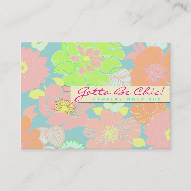 Cartão De Visita PixDezines Alegre Retro Floral, cor Pastel/DIY!! (Frente)