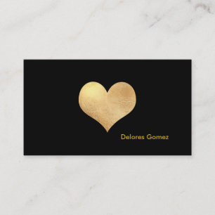 Cartão De Visita PixDezines Big Heart em fundo Faux Dourado/DIY