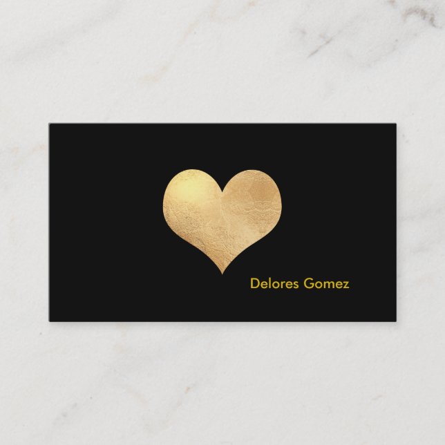 Cartão De Visita PixDezines Big Heart em fundo Faux Dourado/DIY (Frente)