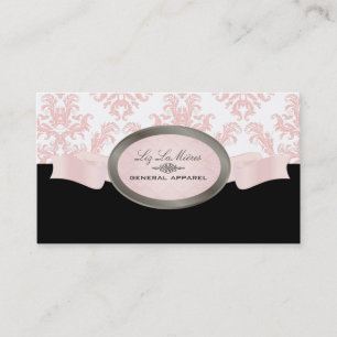 Cartão De Visita PixDezines Black, Pink, White Céleste Damask
