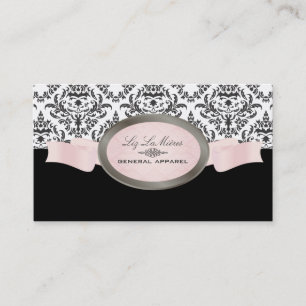 Cartão De Visita PixDezines Black, Pink, White Céline Damask