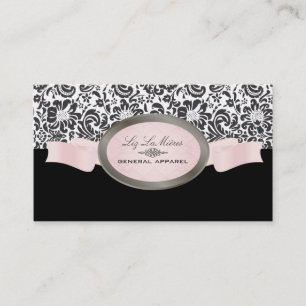 Cartão De Visita PixDezines Black, Pink, White Fidora Damask