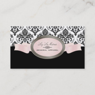 Cartão De Visita PixDezines Black, Pink, White Jolie Damask