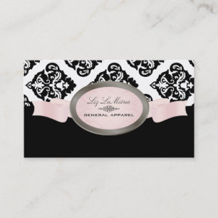 Cartão De Visita PixDezines Black, Pink, White Olivia Damask