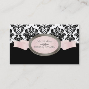 Cartão De Visita PixDezines Black, Pink, White Piqué Damask
