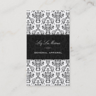 Cartão De Visita PixDezines Black+White Arianna Vintage Damask