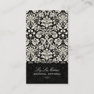 Cartão De Visita PixDezines Black+White Desiret Vintage Damask
